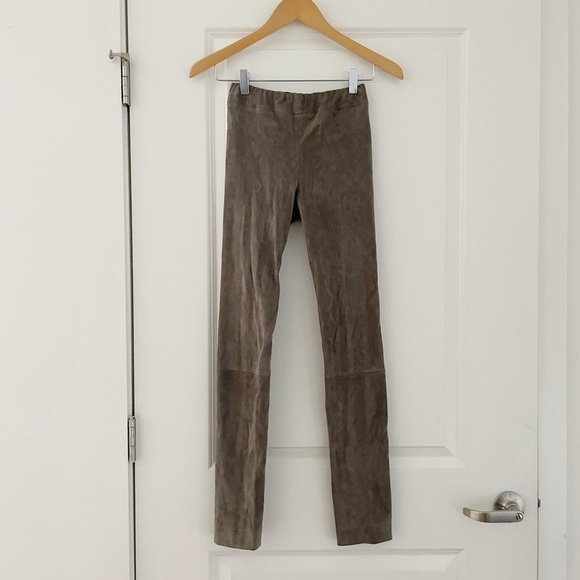 The Row Lambskin Leather Stretch Moto Leggings Gray - Picture 1 of 7